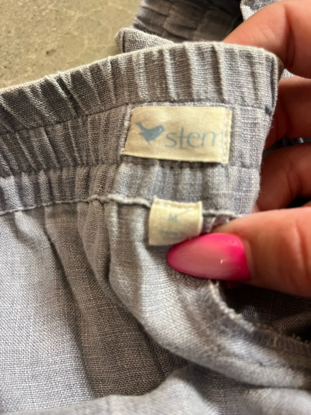 Stem Gray Linen Drawstring Pants - Picture 3 of 6